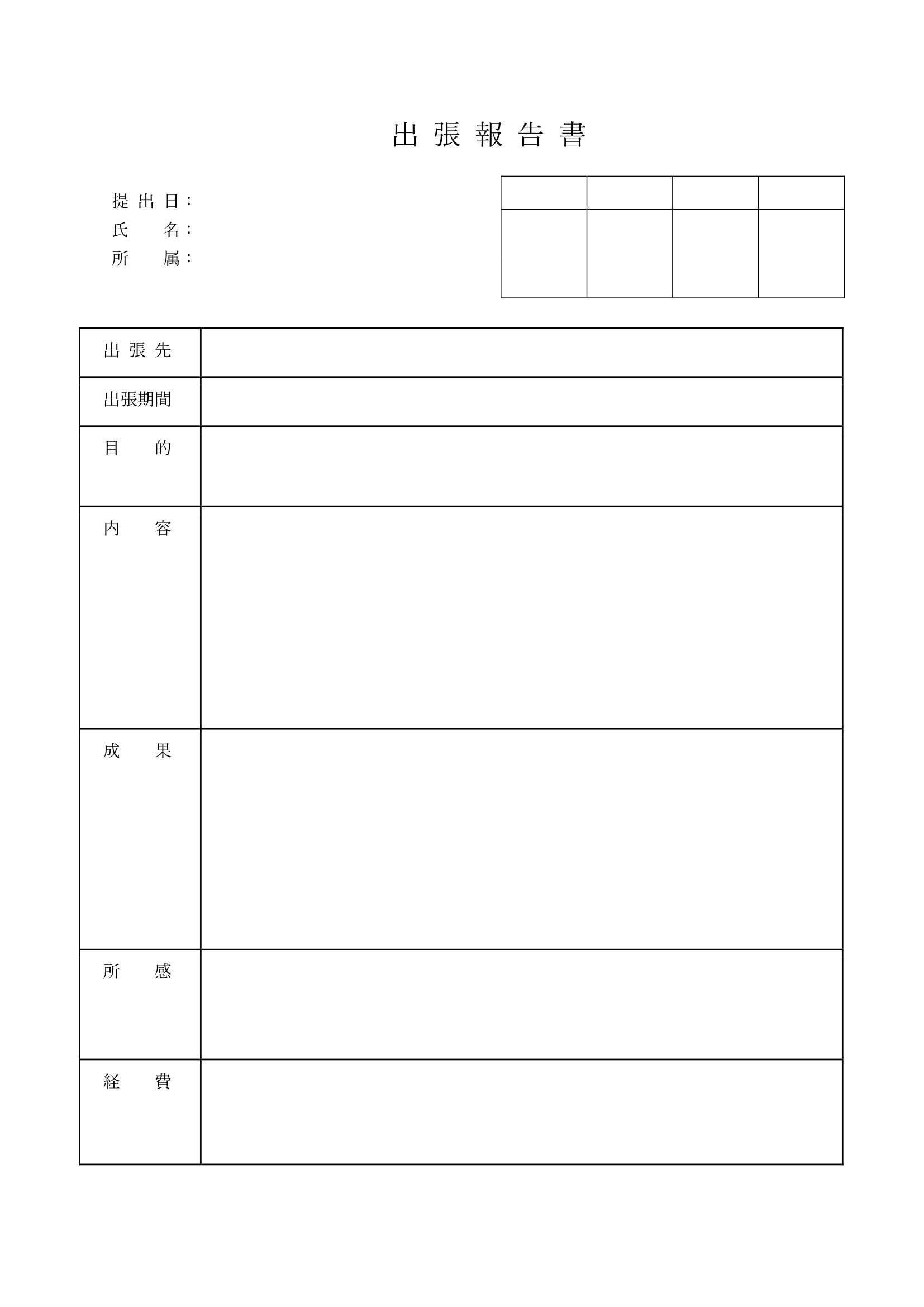 出張報告書テンプレート③Word